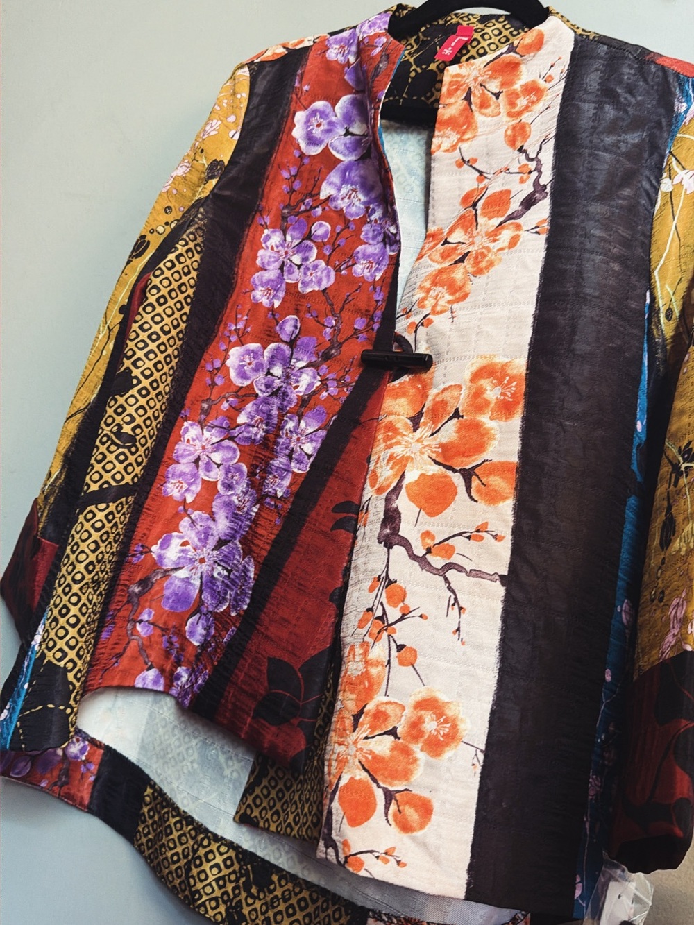Multicolor Floral Kimono Jacket | Small | Asymmetrical Hem